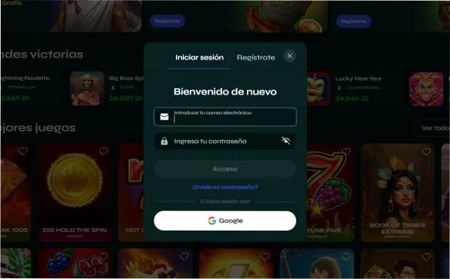 Inicio de sesión en SavaSpin