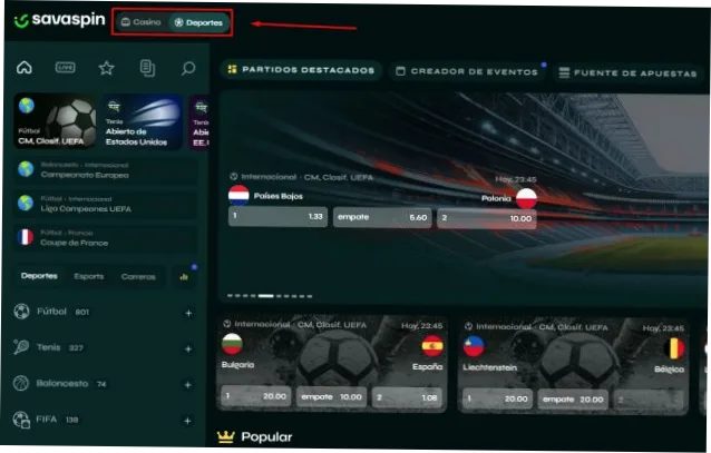 Apuestas deportivas SavaSpin